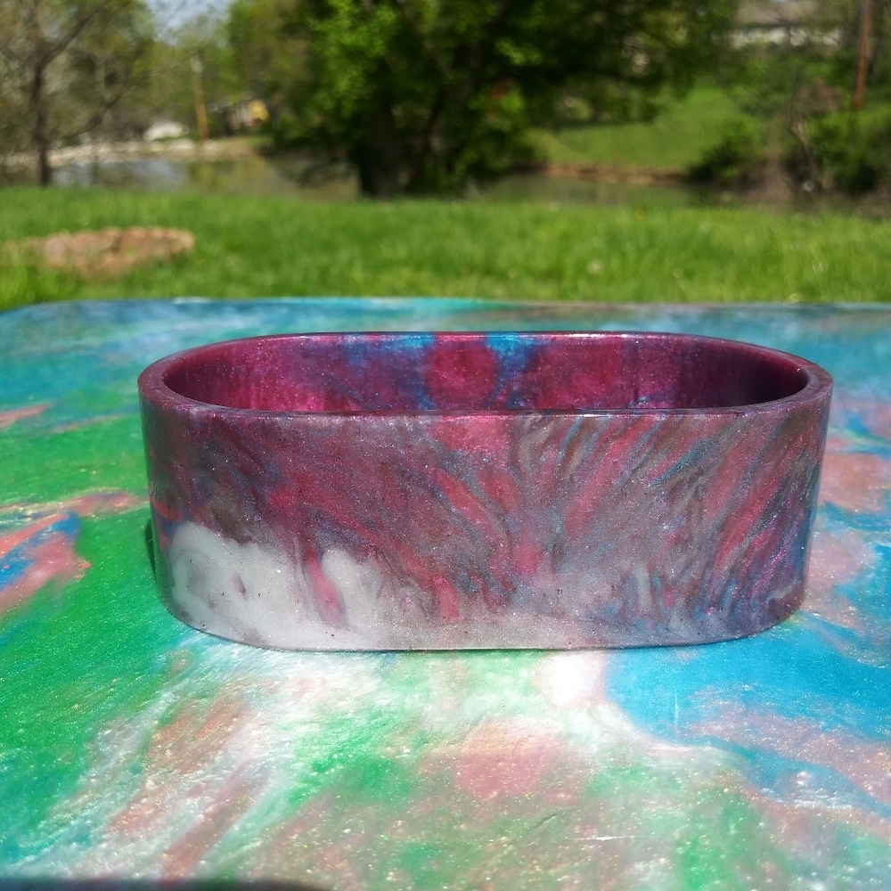 Purple Post It Note Holder Organizer Resin Art Handmade Cute Office Desk - Picture 3 of 12